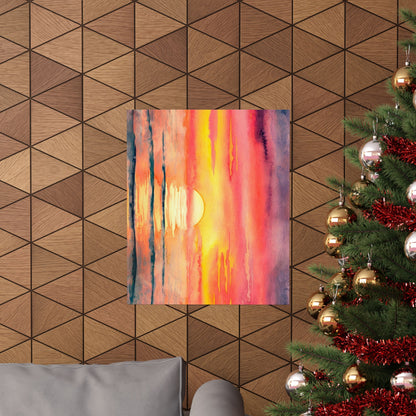 Ocean Sunset Watercolor Poster