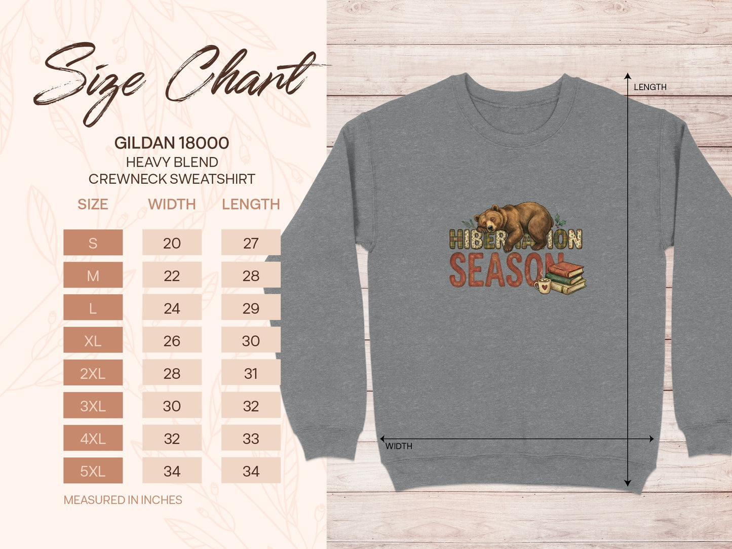 Cozy Hibernation Season Bear Design Sweatshirt