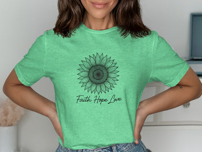 Faith Hope Love Sunflower Graphic T-Shirt product type
