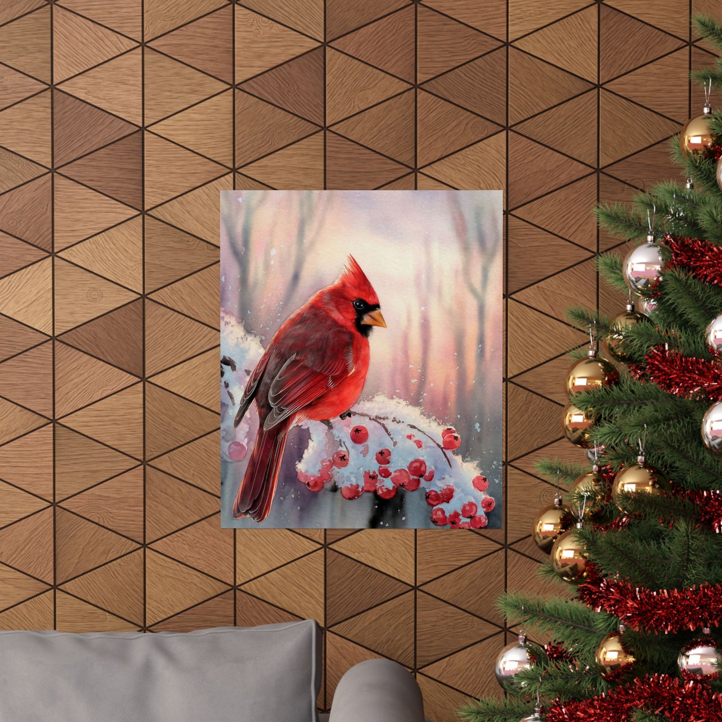 Cardinal Winter Scene Poster
