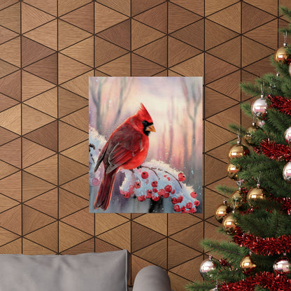 Cardinal Winter Scene Poster