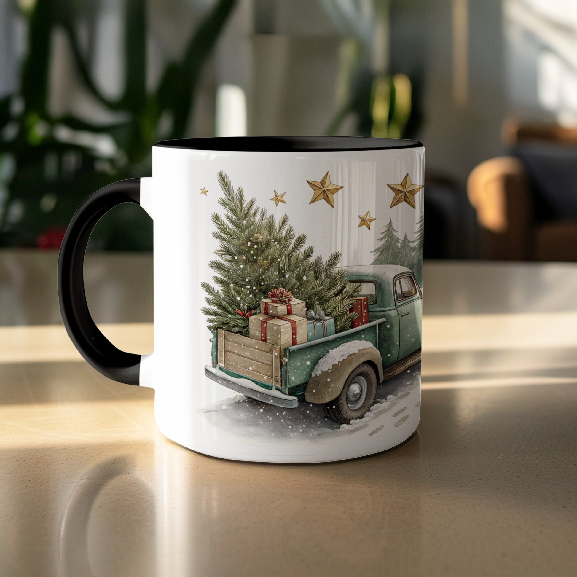 Vintage Christmas Truck with Tree and Gifts Mug