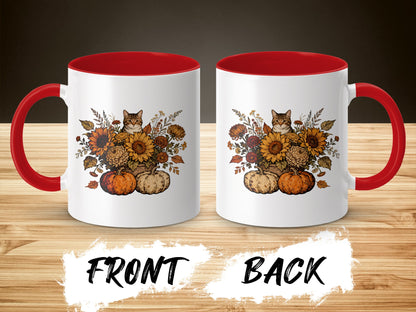 Fall Harvest Cat in Pumpkin Patch Mug