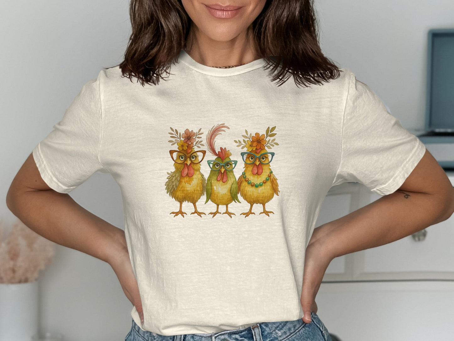 Quirky Trio of Stylish Chickens Graphic T-Shirt product
