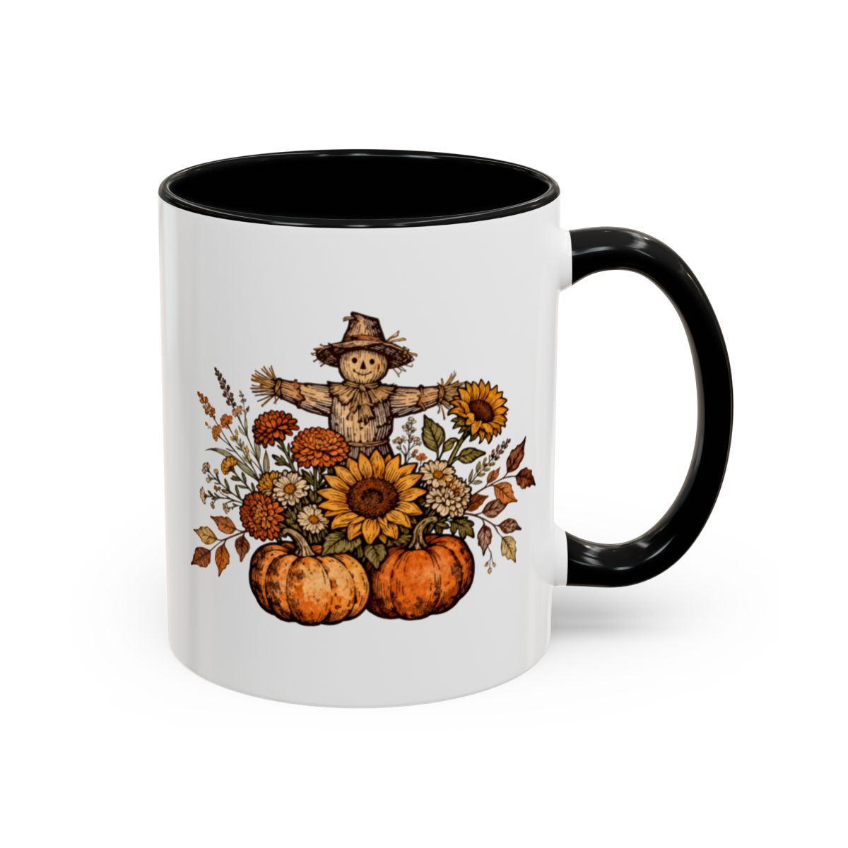 Autumn Scarecrow and Sunflowers Coffee Mug