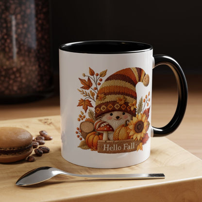 Autumn Gnome and Pumpkin Design Coffee Mug