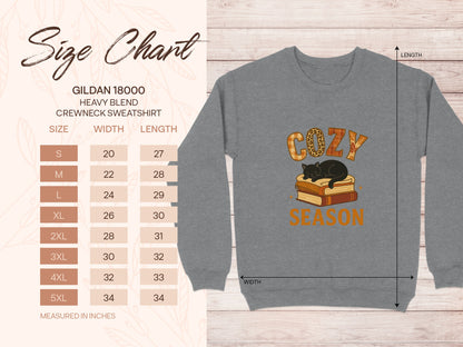 Cozy Season Cat on Books Graphic Print Sweatshirt