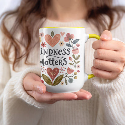 Kindness Matters Cute Floral Design Coffee Mug