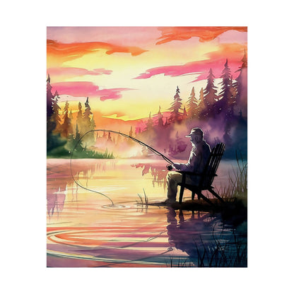 Man Fishing At Sunset Poster