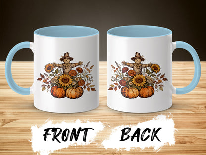 Fall Scarecrow with Pumpkins and Sunflowers Mug