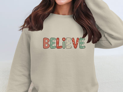 Believe Festive Holiday Design Sweatshirt