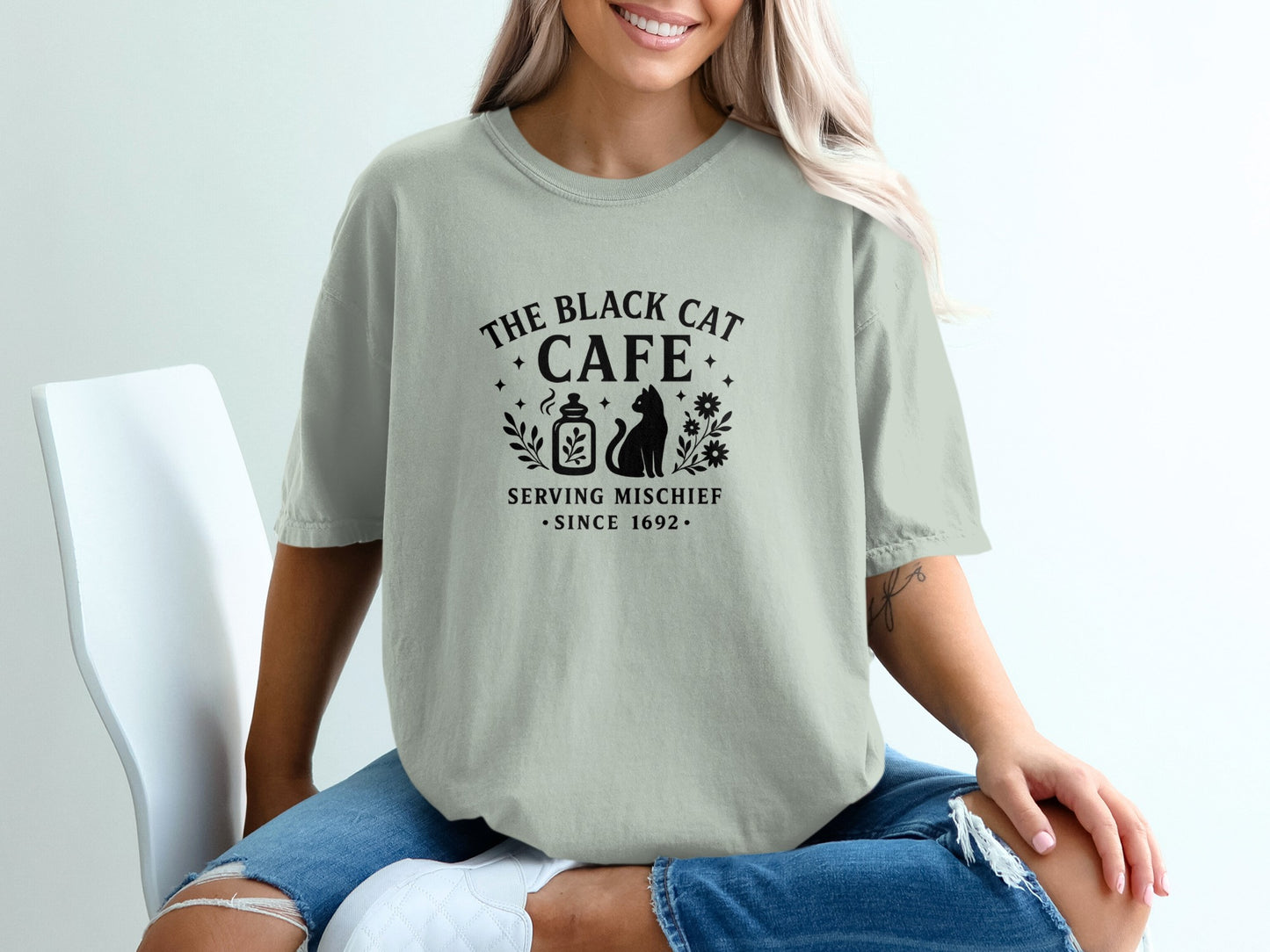 The Black Cat Cafe Serving Mischief Casual T-Shirt product