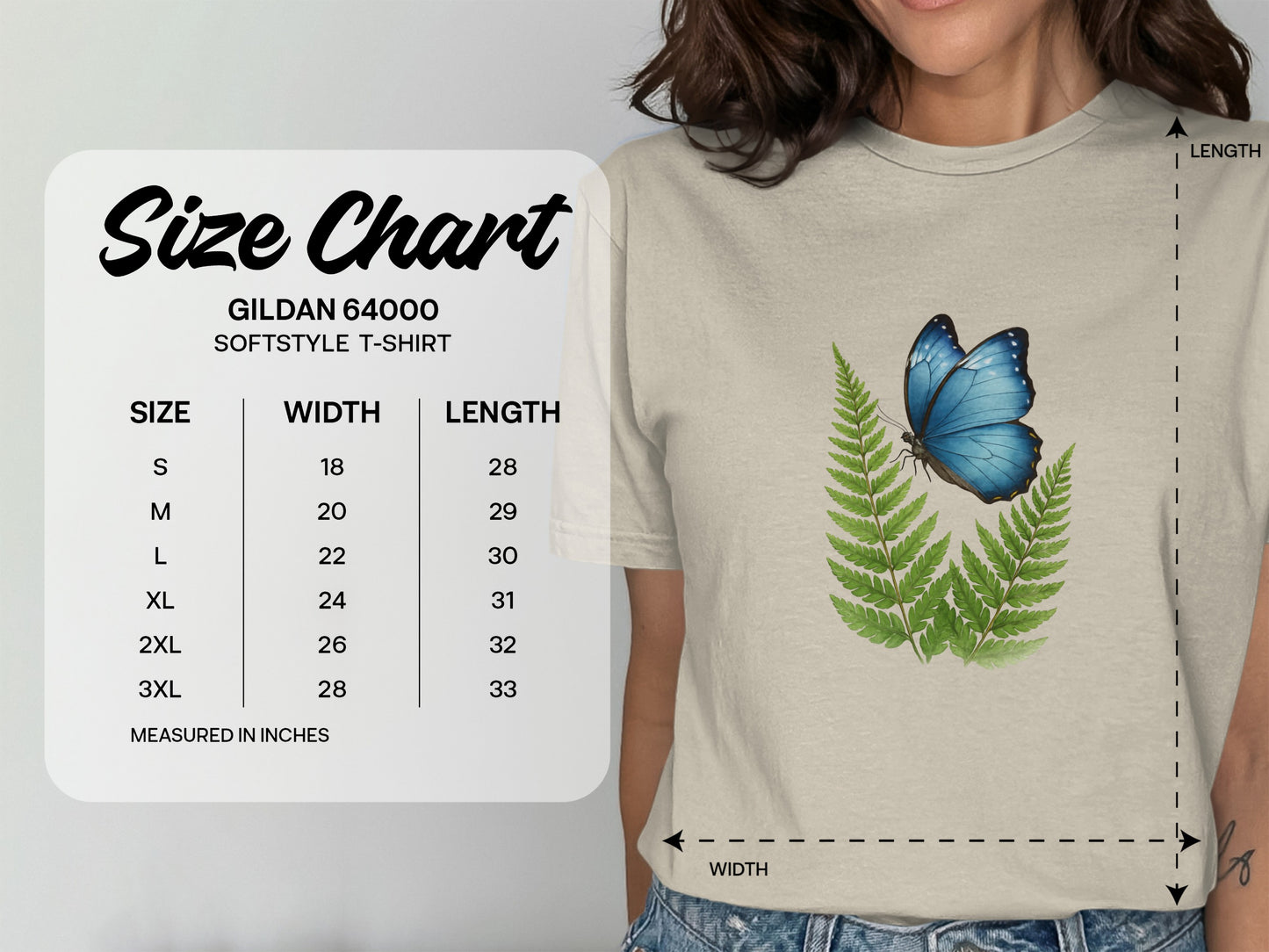 Blue Butterfly Fern Graphic Design T-Shirt product type