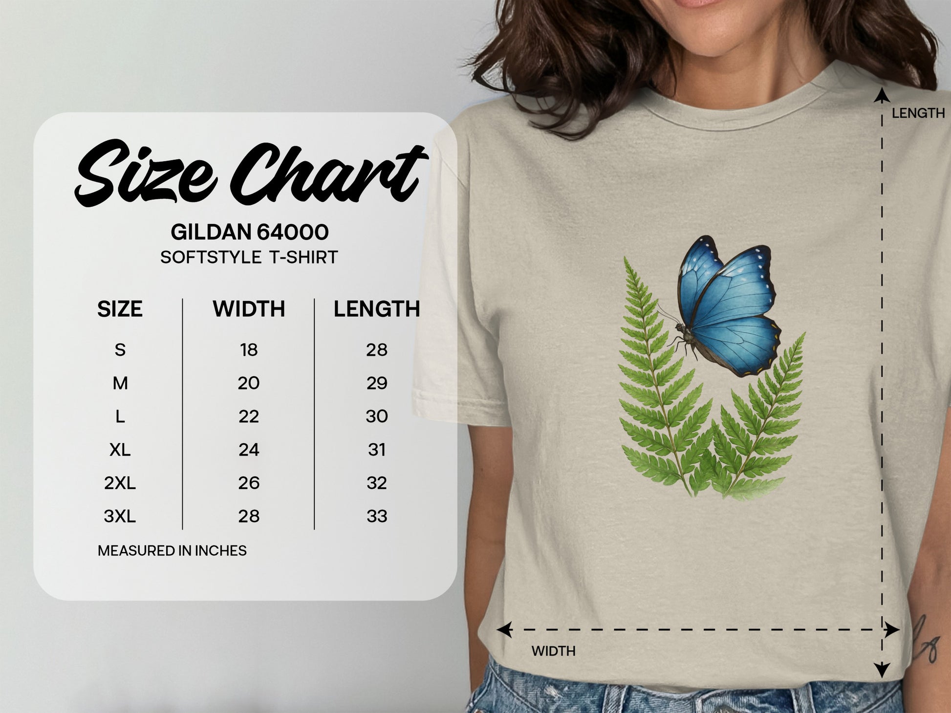 Blue Butterfly Fern Graphic Design T-Shirt product type