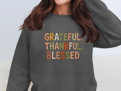 Grateful Thankful Blessed Sweatshirt for Casual Outfit