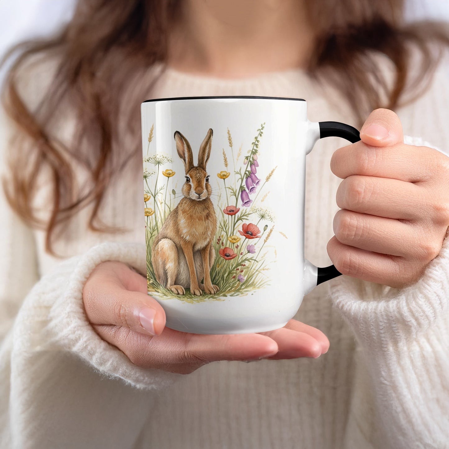 Cute Rabbit Illustration Ceramic Coffee Mug