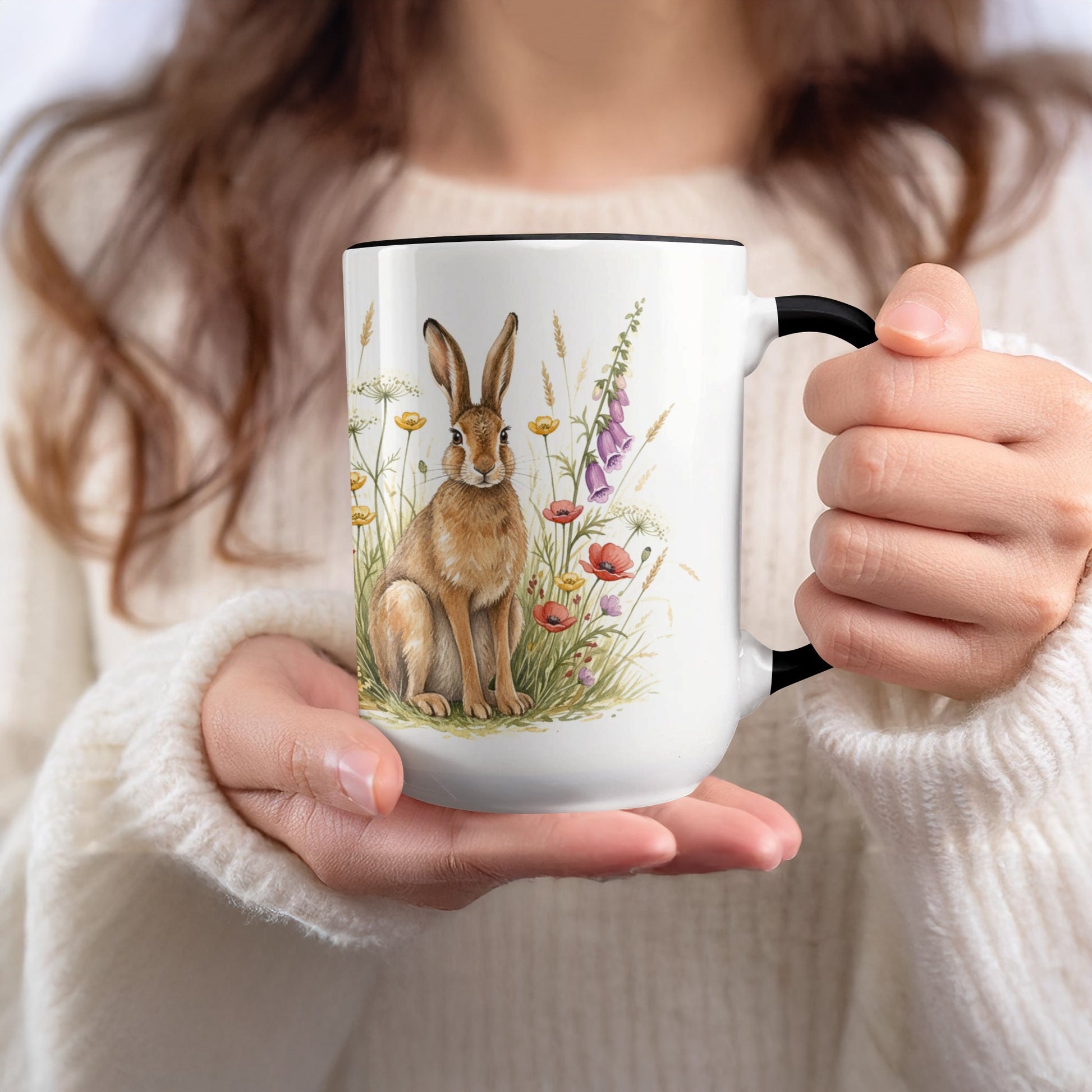 Cute Rabbit Illustration Ceramic Coffee Mug