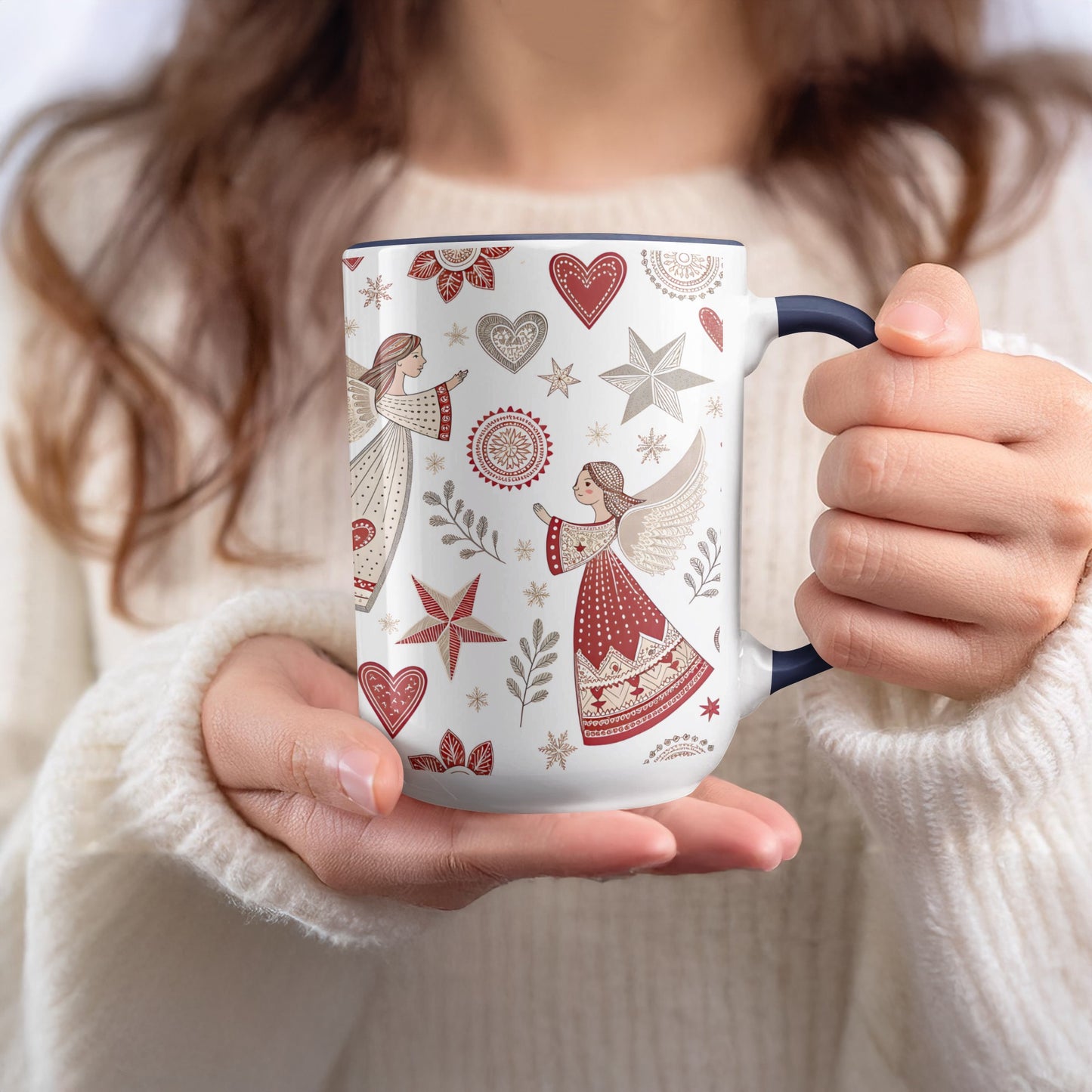 Angel Themed Mug with Heart and Star Design