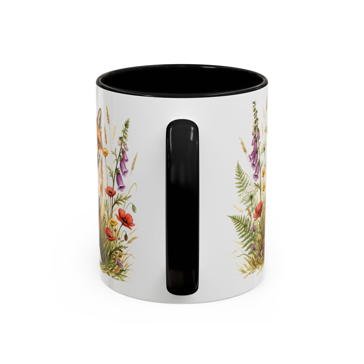 Beautiful Floral Design Black Handle Mug