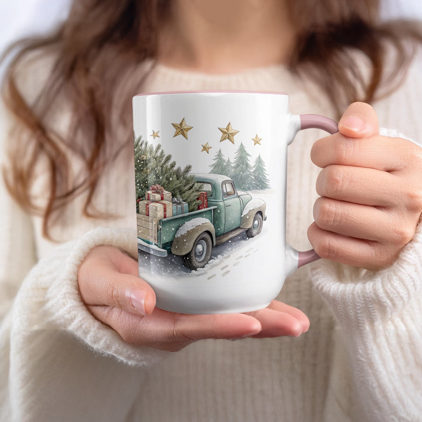 Vintage Truck with Christmas Tree and Gifts Mug