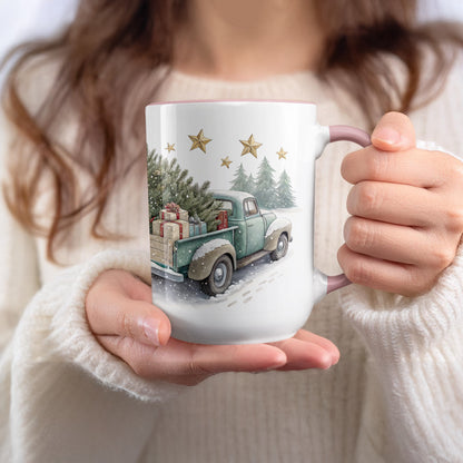 Vintage Truck with Christmas Tree and Gifts Mug