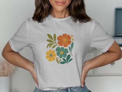 Colorful Floral Print Design Short Sleeve Shirt product