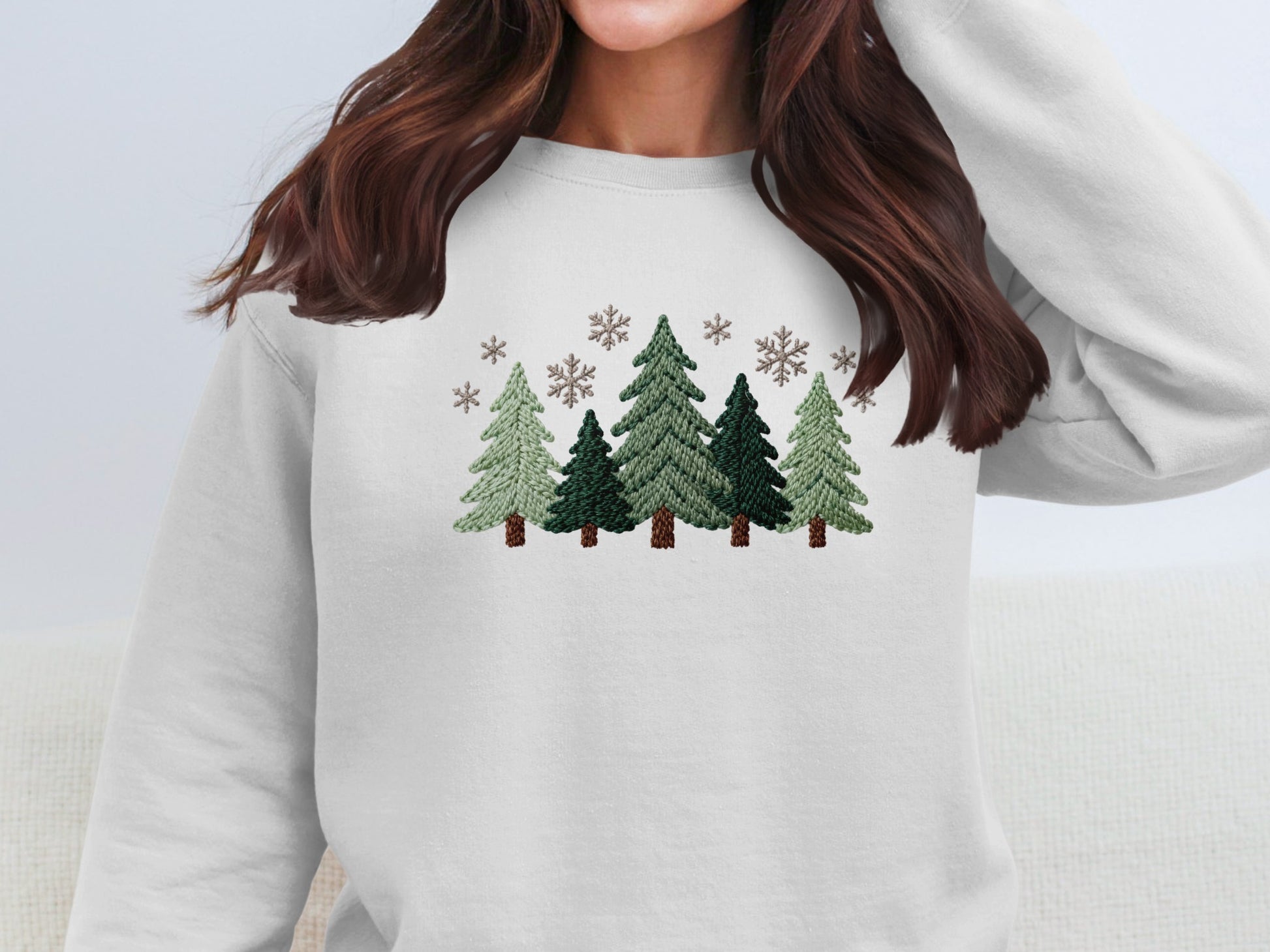 Cozy Snowy Pine Tree Forest Themed Sweatshirt