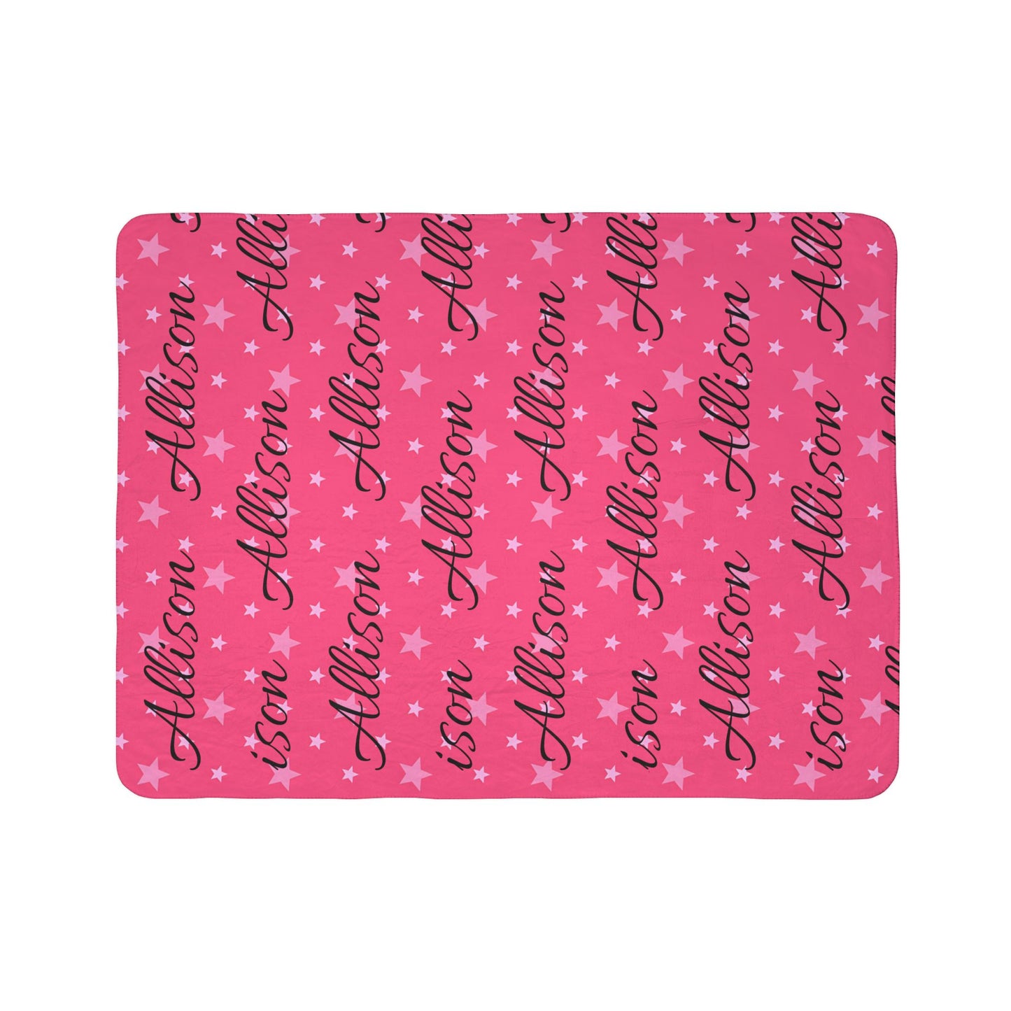 Custom Girls Name Plush Blanket | Pink Signature Pattern Sherpa