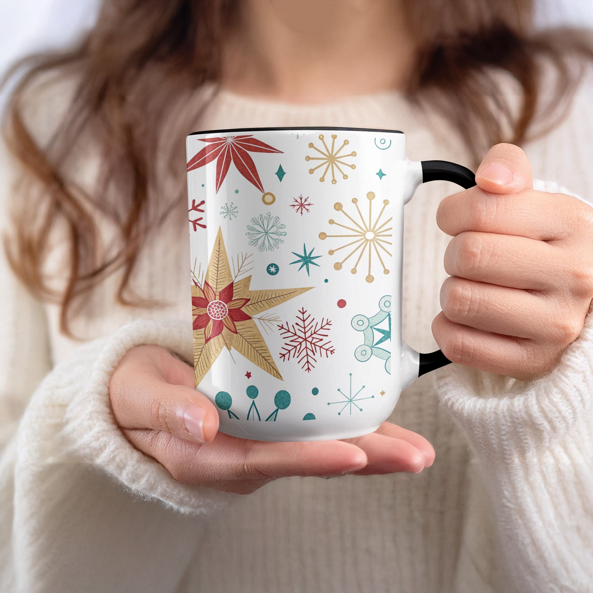 Festive Snowflake Design Coffee Mug for Winter Celebrations