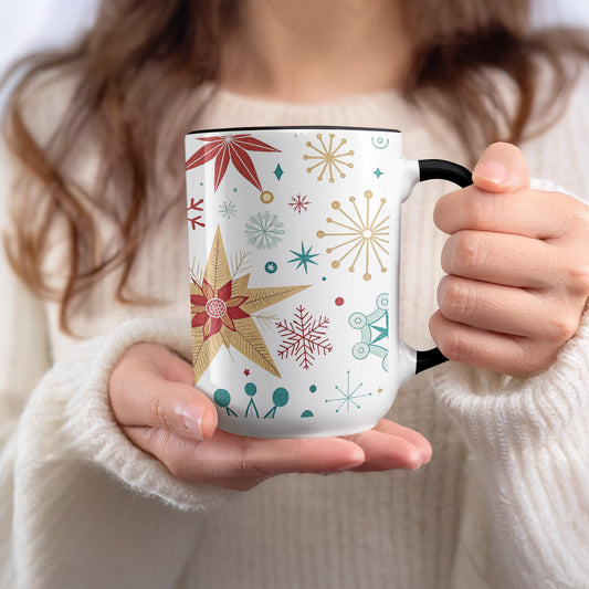 Festive Snowflake Design Coffee Mug for Winter Celebrations