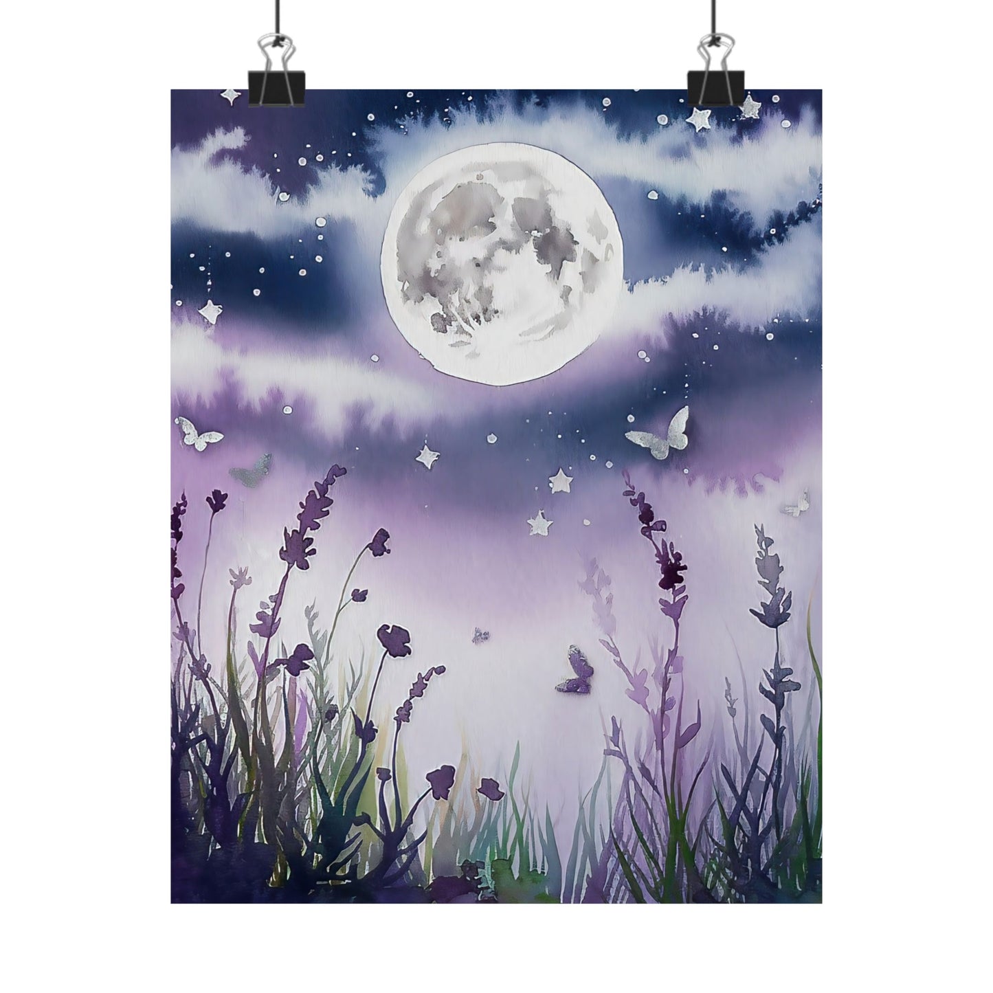 Moonlit Flowers Poster