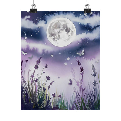 Moonlit Flowers Poster
