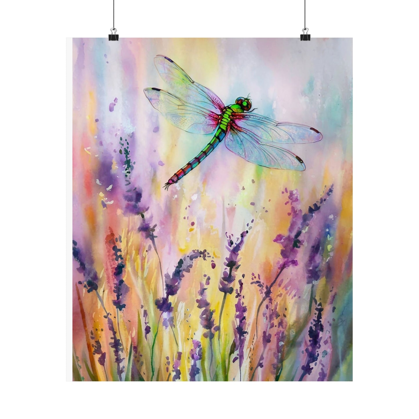 Flowers With Dragonfly Poster