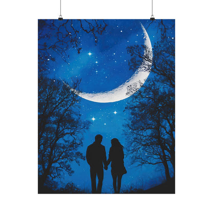 Couple Under The Moon Poster
