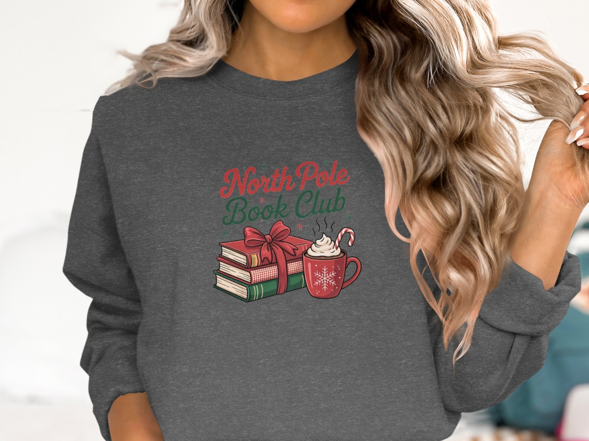 North Pole Book Club Cozy Winter Holiday Sweatshirt