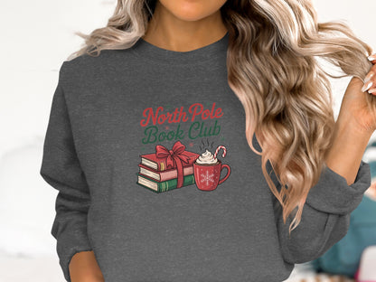 North Pole Book Club Cozy Winter Holiday Sweatshirt