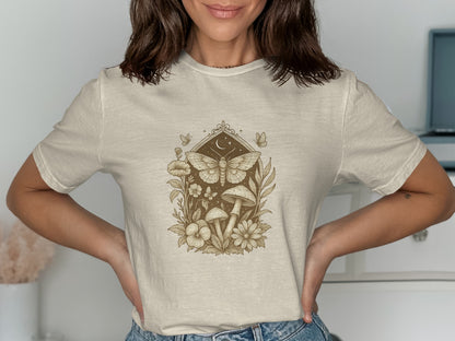 Whimsical Moth and Mushroom Graphic Tee product