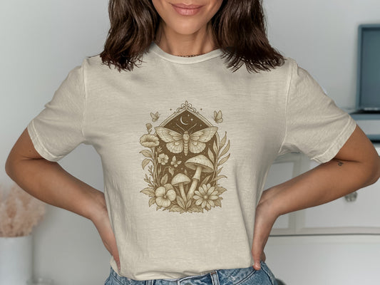 Whimsical Moth and Mushroom Graphic Tee product