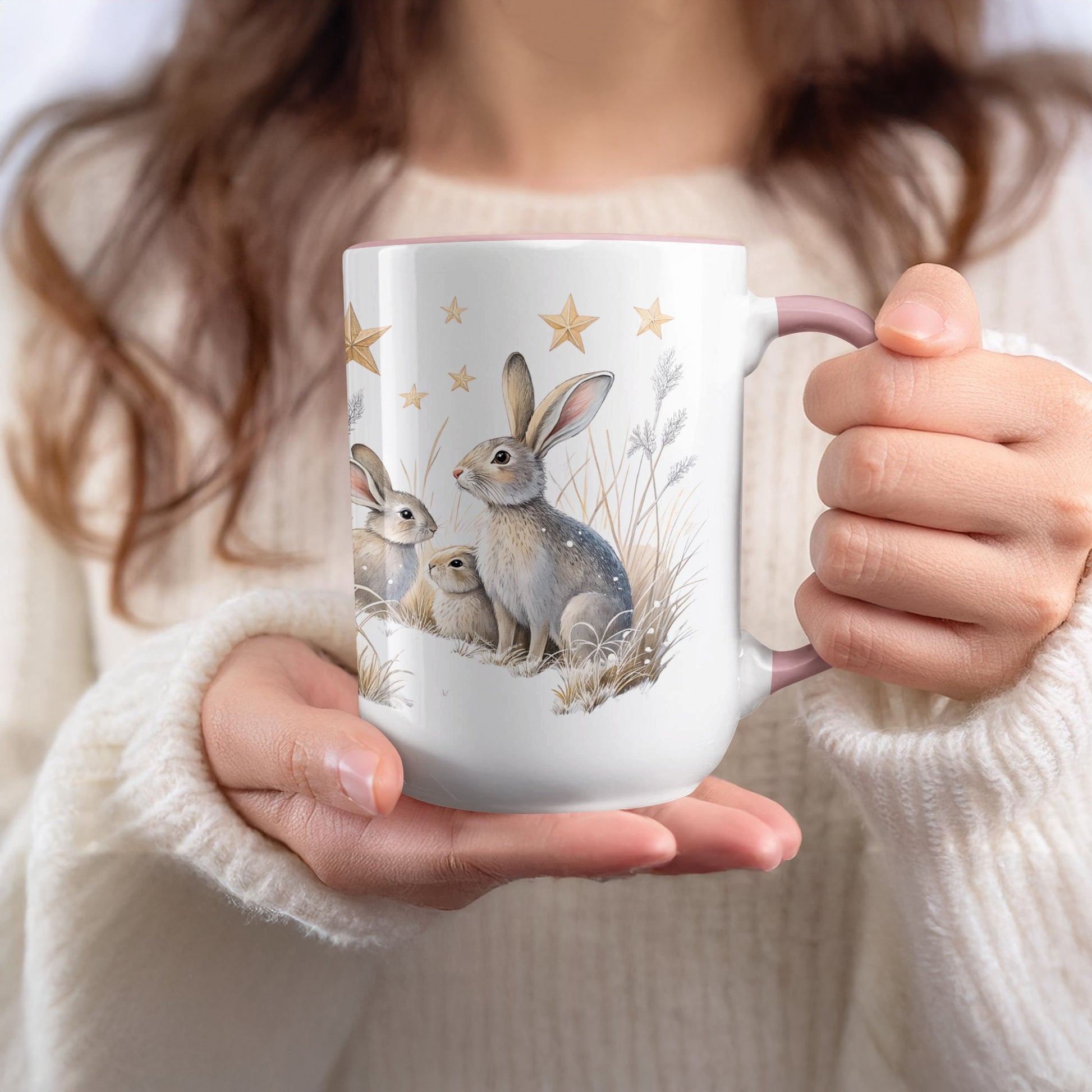 Adorable Bunnies With Stars Mug for Cozy Moments