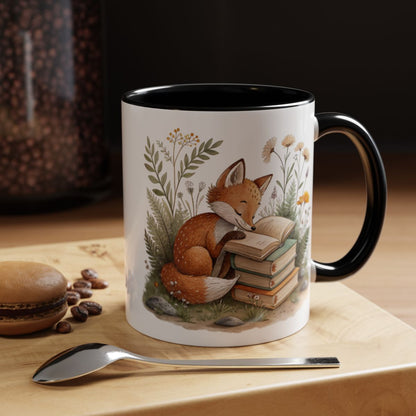 Charming Fox Reading Books Mug Ideal for Book Lovers