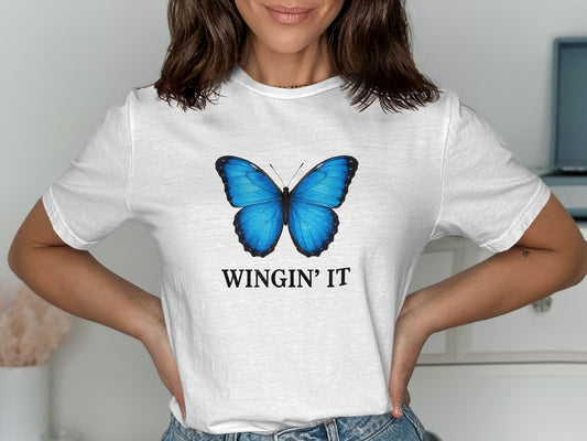Wingin' It Blue Butterfly Graphic Tee product