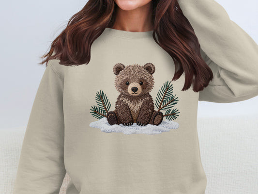Cute Bear With Pine Branches Sweatshirt