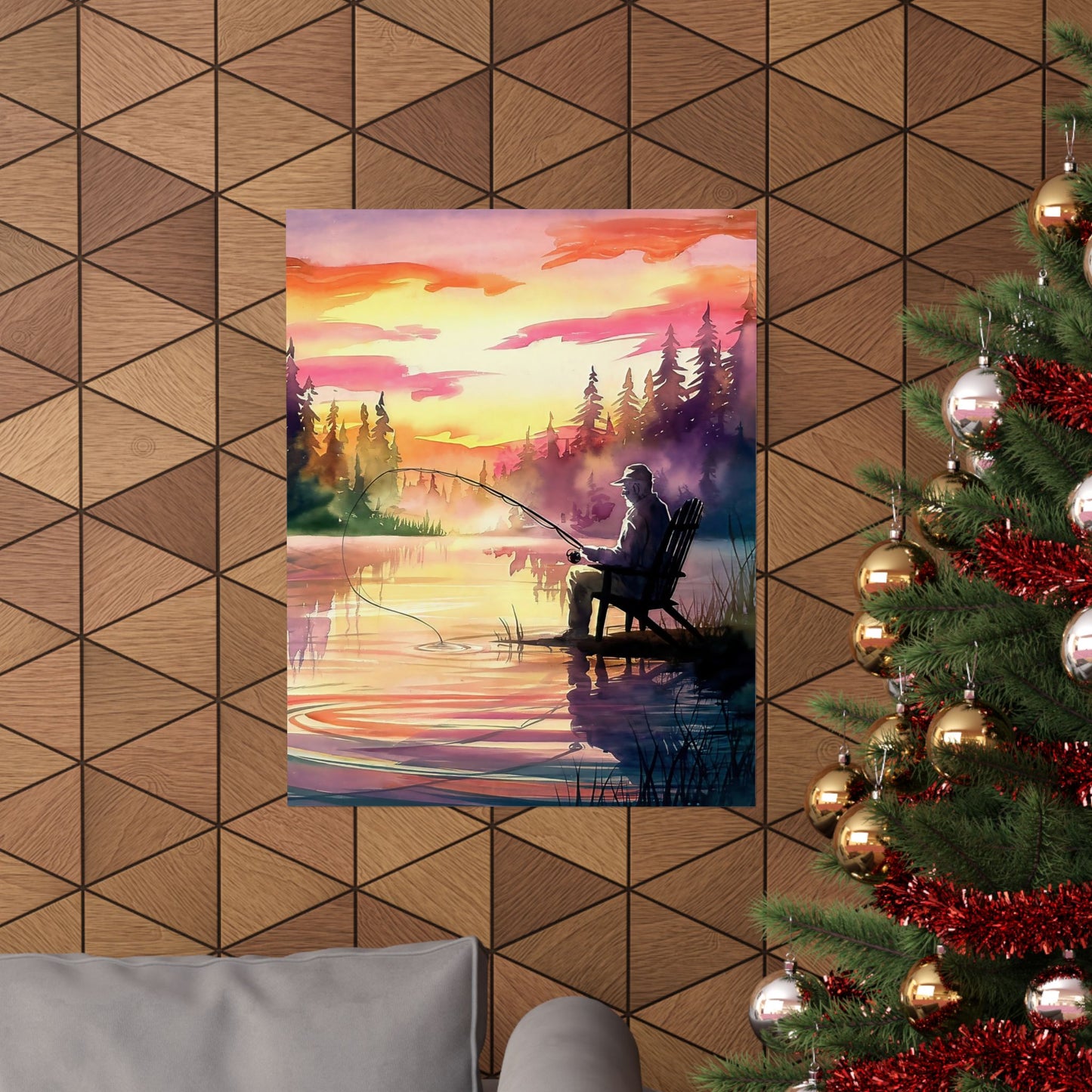 Man Fishing At Sunset Poster