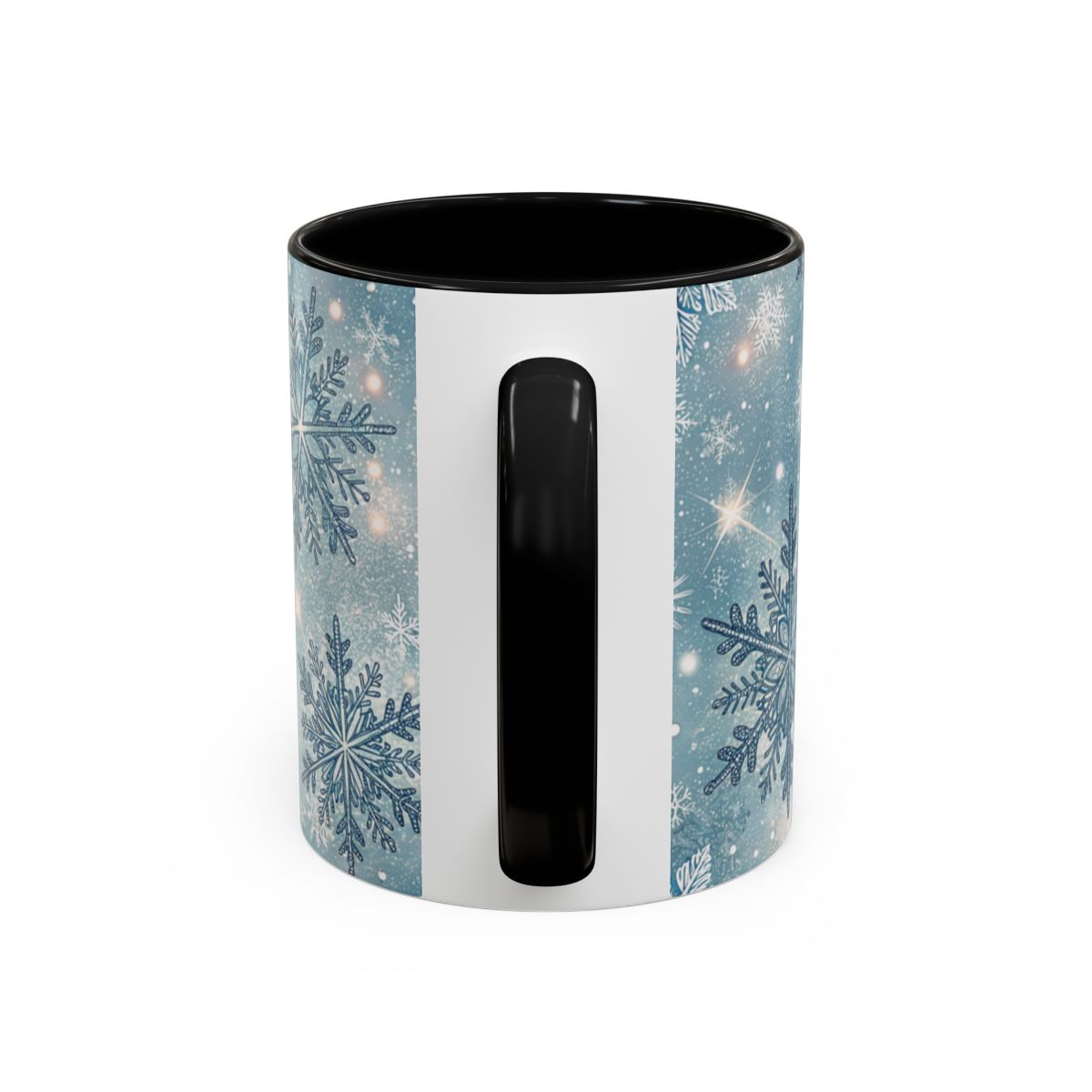 Beautiful Winter Snowflakes Print Black Handle Mug