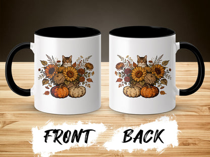 Autumn Cat with Pumpkins Graphic Coffee Mug
