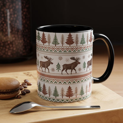 Festive Reindeer and Forest Theme Coffee Mug