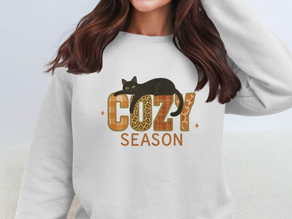 Cozy Season Animal Print Cat Sweatshirt