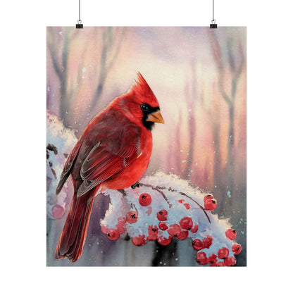 Cardinal Winter Scene Poster