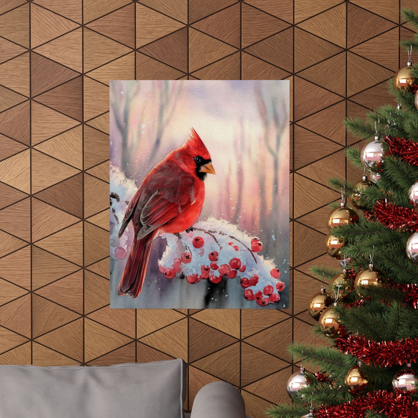 Cardinal Winter Scene Poster