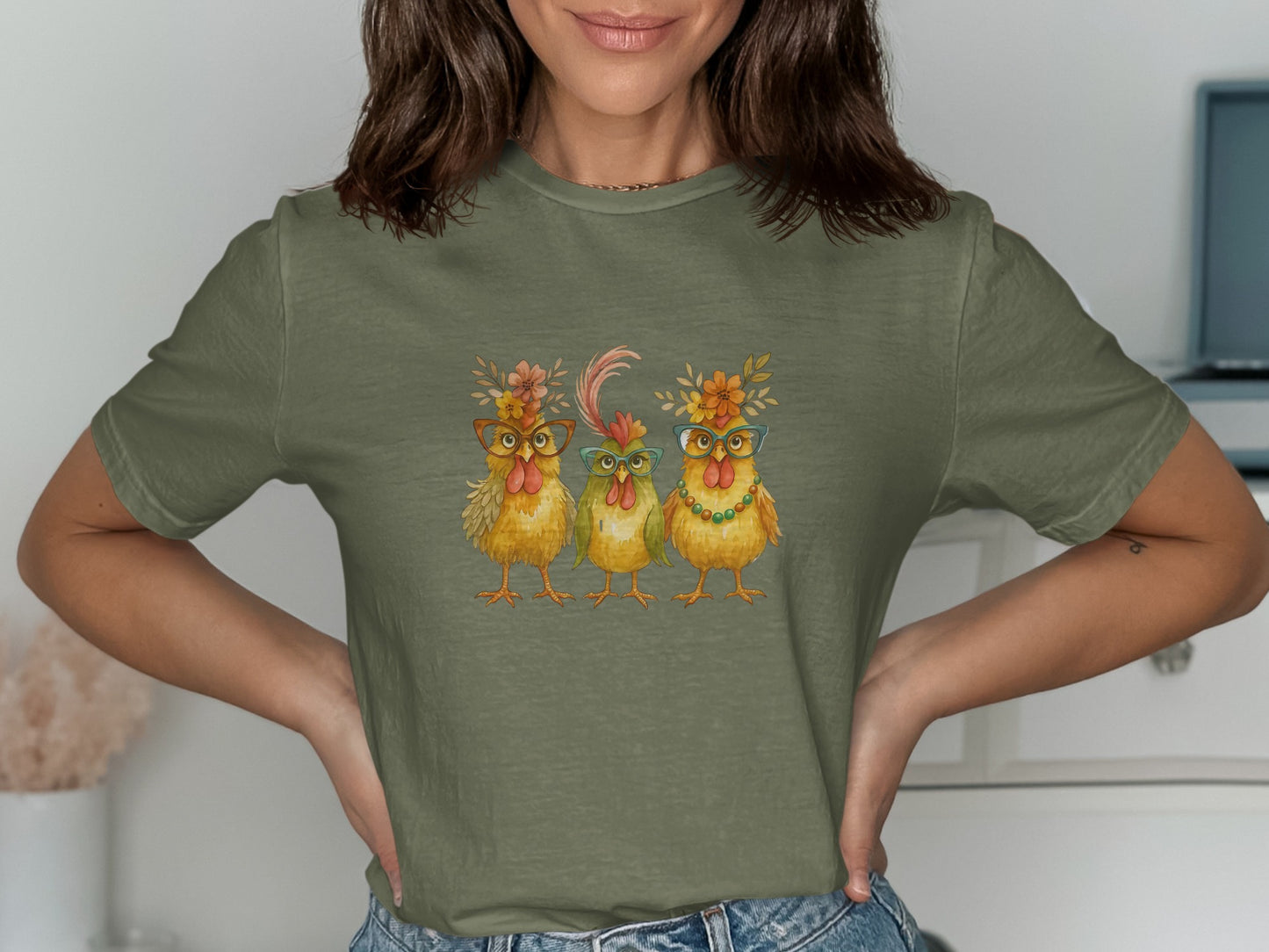 Three Funky Chickens Graphic Print Shirt product